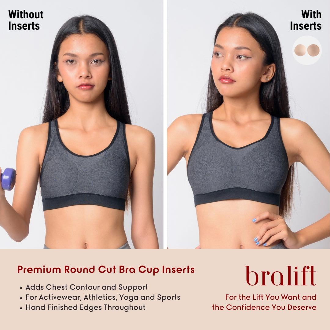 Premium Round Cut Bra Cup Inserts, for Activewear Athletics, Yoga and Sports