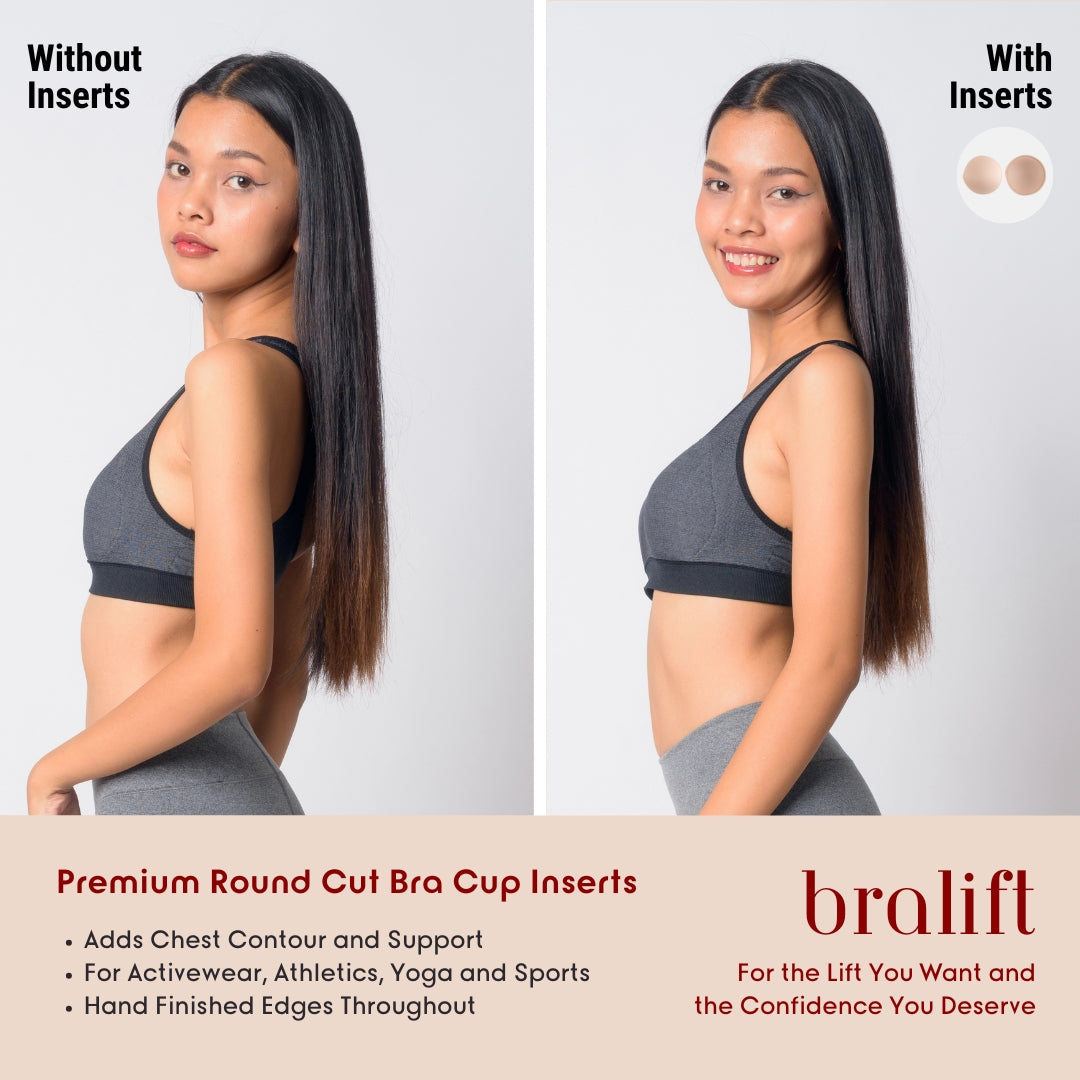 Premium Round Cut Bra Cup Inserts, for Activewear Athletics, Yoga and Sports