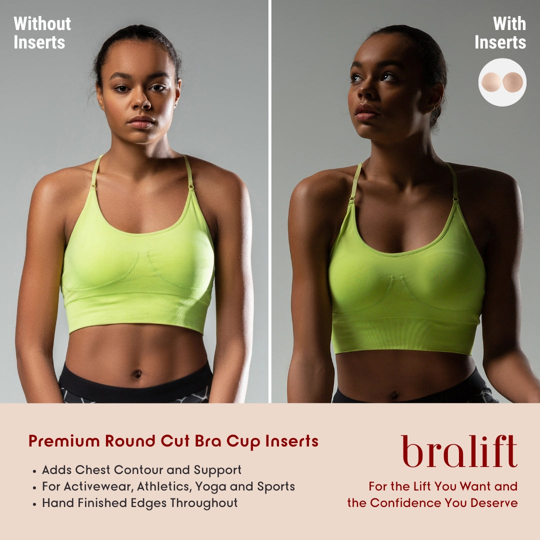 Premium Round Cut Bra Cup Inserts, for Activewear Athletics, Yoga and Sports