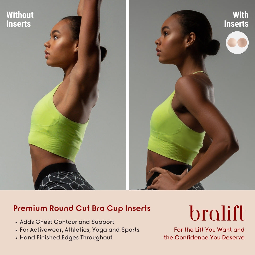 Premium Round Cut Bra Cup Inserts, for Activewear Athletics, Yoga and Sports