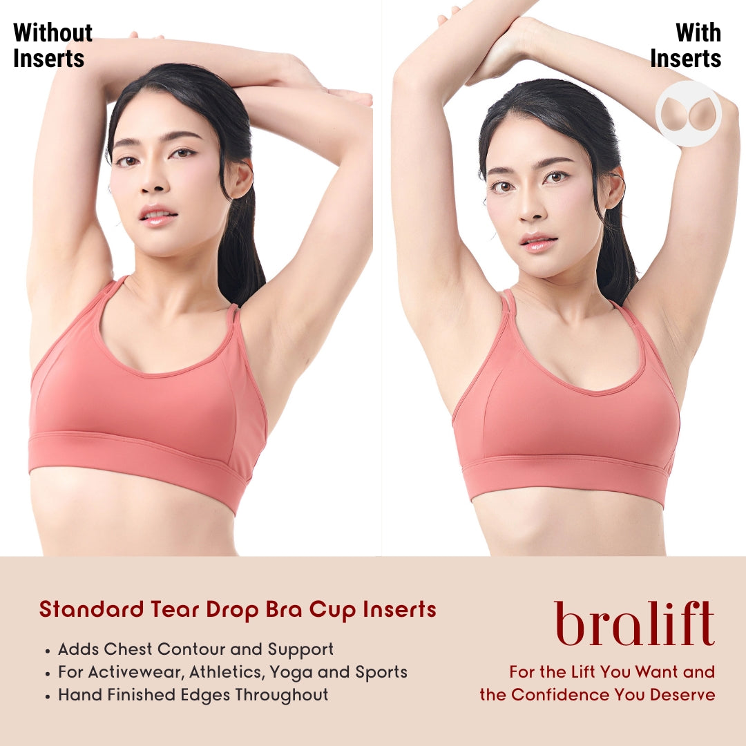 Tear Drop Bra Cup Inserts, for Activewear, Athletics, Yoga and Sports