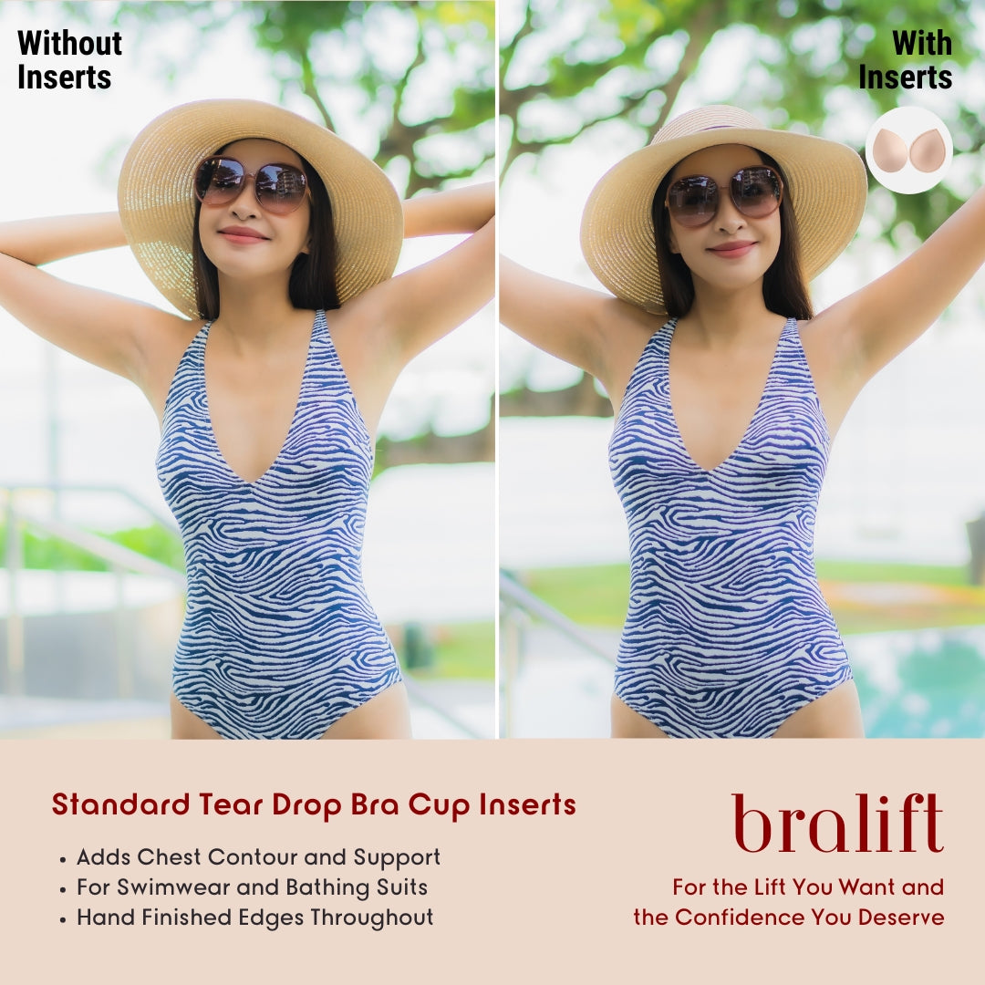 Standard Tear Drop Bra Cup Inserts, for Swimwear and Bathing Suits