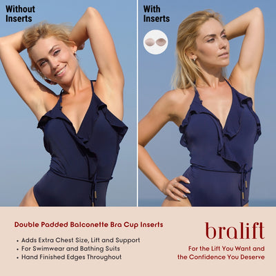 Double Padded Balconette Bra Cup Inserts, for Swimwear and Bathing Suits