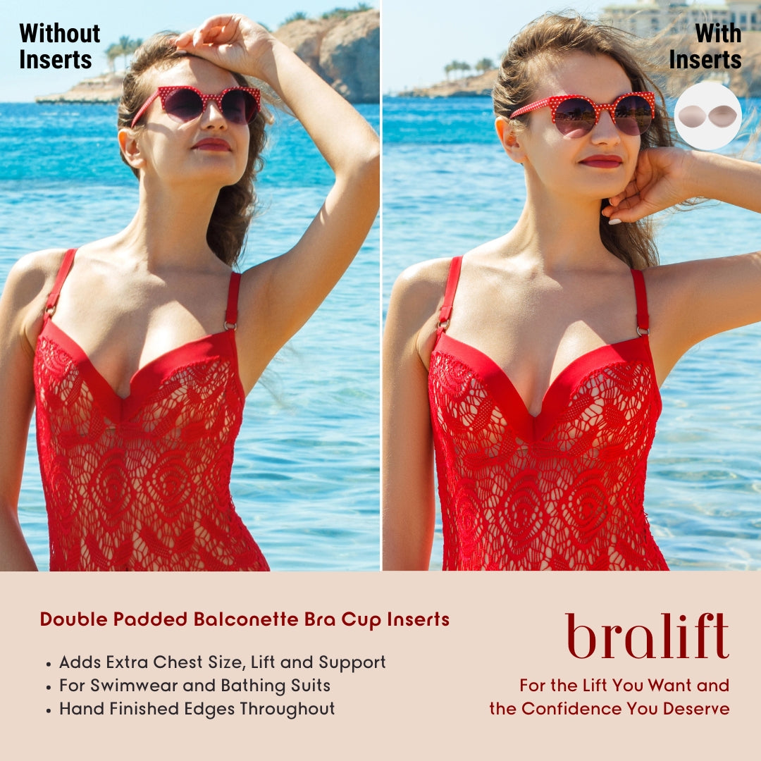 Double Padded Balconette Bra Cup Inserts, for Swimwear and Bathing Suits