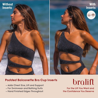 Padded Balconette Bra Cup Inserts, for Swimwear and Bathing Suits