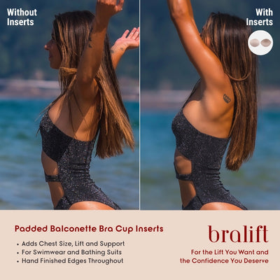 Padded Balconette Bra Cup Inserts, for Swimwear and Bathing Suits