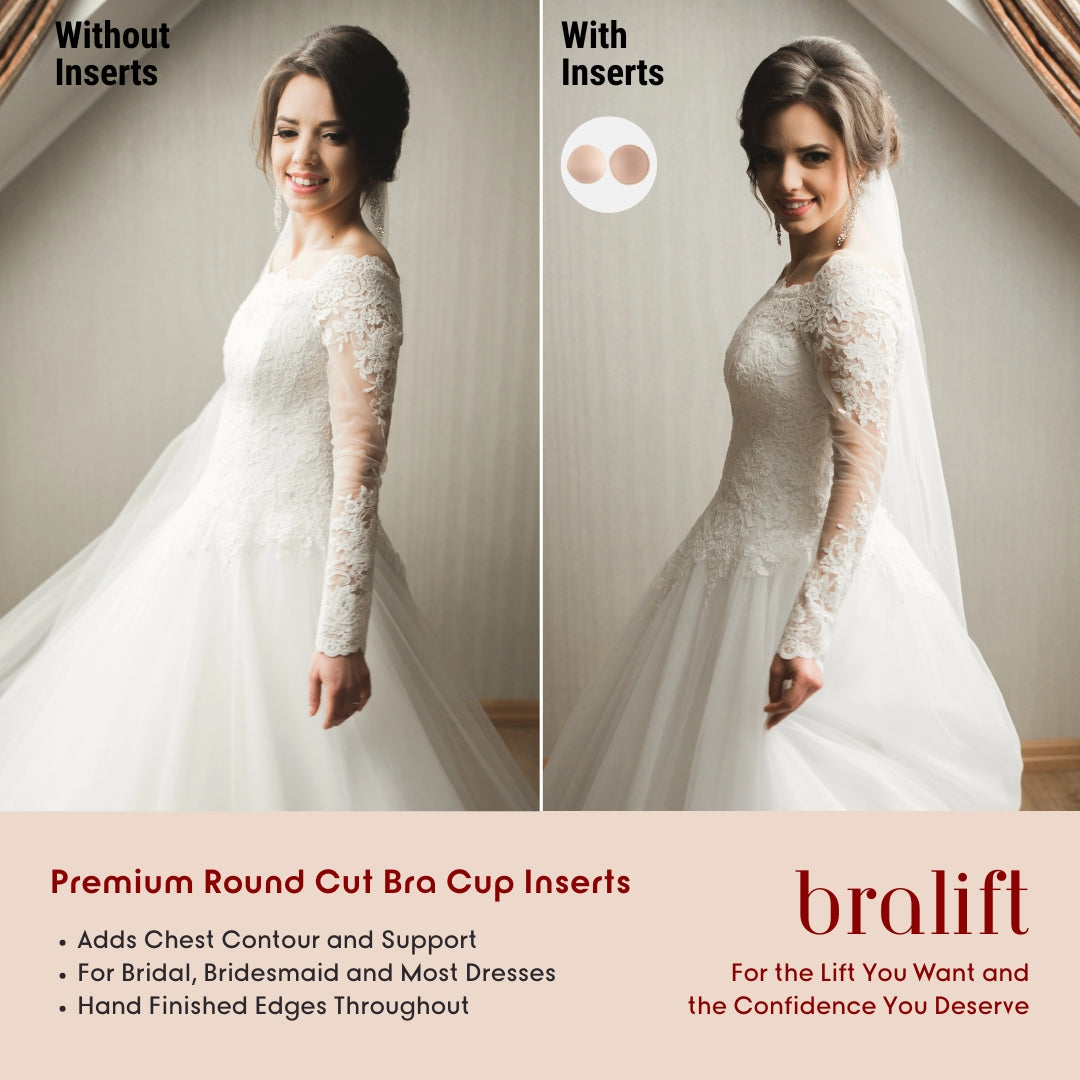 Premium Round Cut Bra Cup Inserts, for Bridal, Bridesmaid and Most Dresses