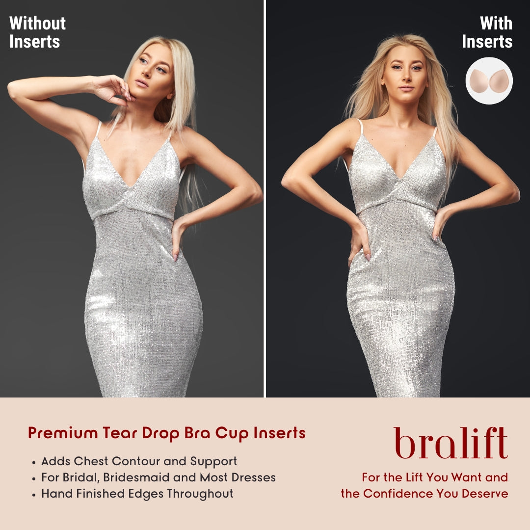 Premium Tear Drop Bra Cup Inserts, for Bridal, Bridesmaid and Most Dresses