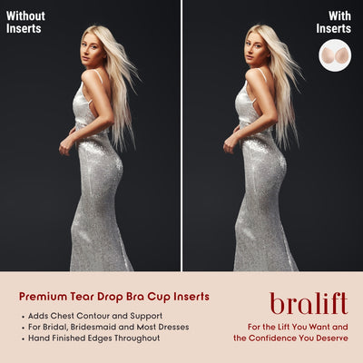 Premium Tear Drop Bra Cup Inserts, for Bridal, Bridesmaid and Most Dresses