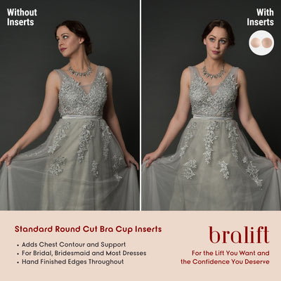 Standard Round Cut Bra Cup Inserts, for Bridal, Bridesmaid and Most Dresses