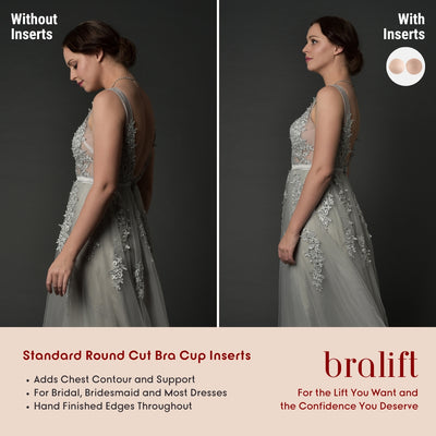 Standard Round Cut Bra Cup Inserts, for Bridal, Bridesmaid and Most Dresses