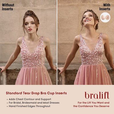 Standard Tear Drop Bra Cup Inserts, for Bridal, Bridesmaid and Most Dresses