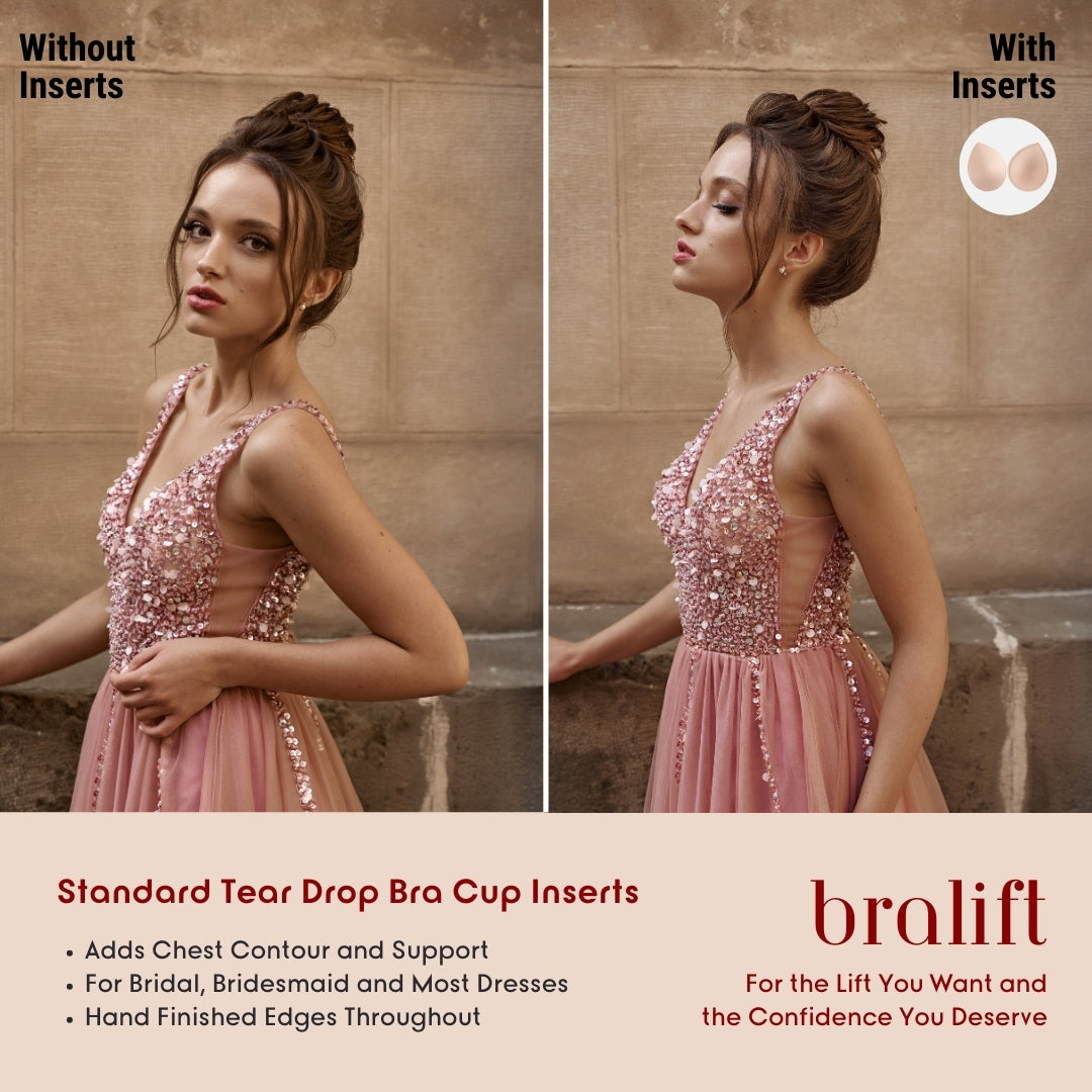 Standard Tear Drop Bra Cup Inserts, for Bridal, Bridesmaid and Most Dresses